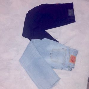 2  pair mens Levi jeans black and one light blue W36 L29  black W36 L30